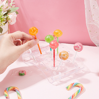 20-Hole Arc-Shaped Transparent Acrylic Lollipop Display Holder ODIS-WH0043-03A-1