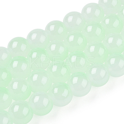 Baking Paint Imitation Jade Glass Round Bead Strands DGLA-N003-8mm-02-1-1