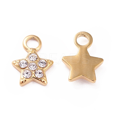 304 Stainless Steel Rhinestone Charms STAS-I670-01G-1