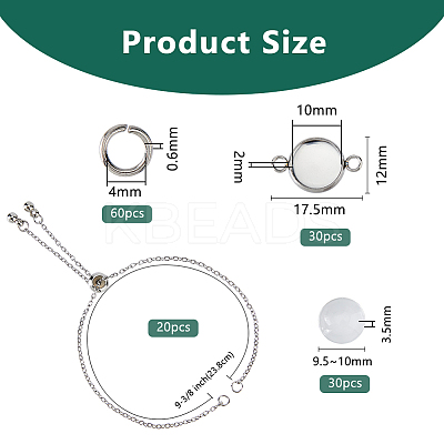 20Pcs 304 Stainless Steel Slider Cable Chain Slider Bracelet Makings DIY-DC00001-1