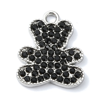 Rack Plating Alloy with Rhinestone Pendants FIND-Z051-06P-02-1