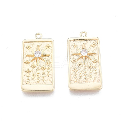 Brass Micro Pave Clear Cubic Zirconia Pendants KK-G432-18G-1
