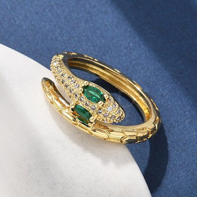 Brass Micro Pave Cubic Zirconia Finger Rings RJEW-C120-30B-G-1