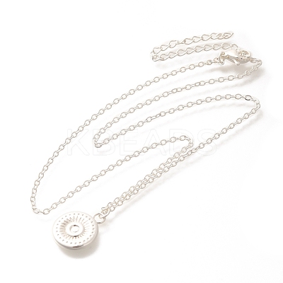 304 Stainless Steel Flat Round Coin Pendant Cable Chain Necklaces for Women LS-STAS-Z108-02S-01-1