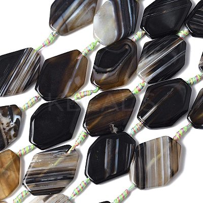 Natural Banded Agate/Striped Agate Beads Strands G-G196-A02-02-1