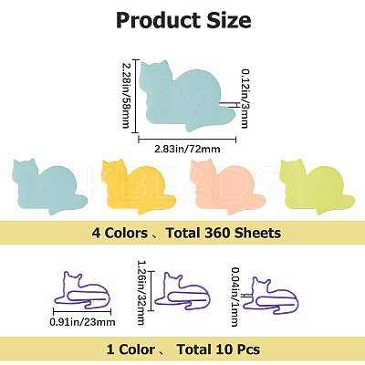 12 Books 4 Colors Lovely Lying Cat Shape Memo Notepads AJEW-GF0007-13-1