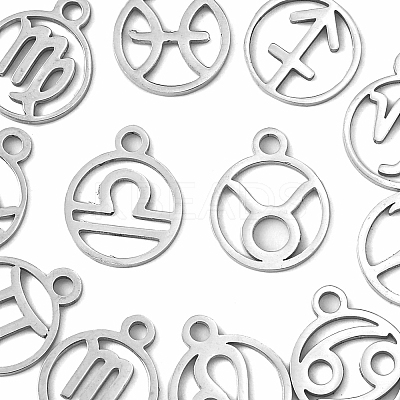 12Pcs 12 Style 201 Stainless Steel Charms STAS-YW0001-33-1