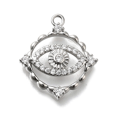 Brass Micro Pave Cubic Zirconia Pendants KK-Q048-23P-1