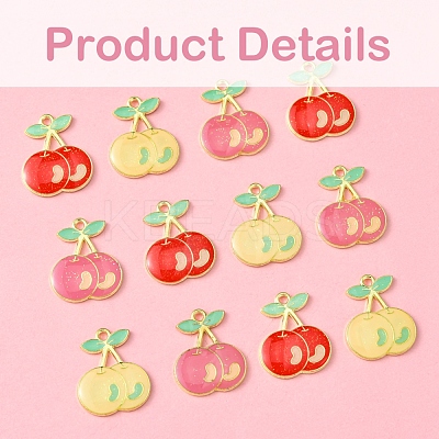 12Pcs 3 Colors Light Gold Plated Alloy Enamel Pendants FIND-FS0002-83-1