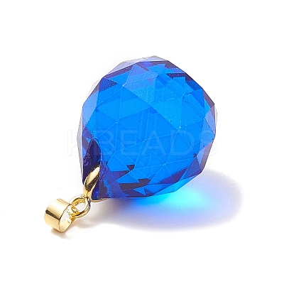 Faceted Transparent K9 Glass with Brass Pendants PALLOY-JF02041-1
