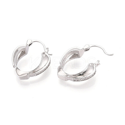 Brass Micro Pave Cubic Zirconia Heart Hoop Earrings EJEW-T048-36P-1
