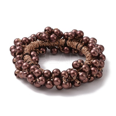 ABS Imitation Bead Wrapped Elastic Hair Accessories OHAR-PW0007-49J-1
