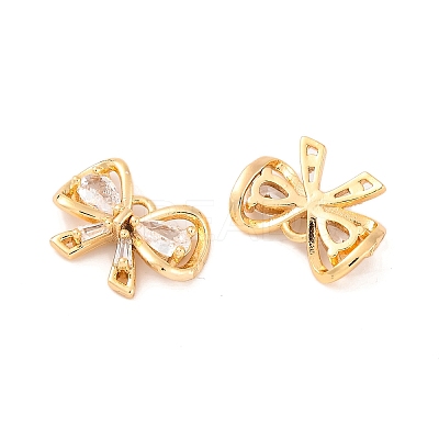 Brass Micro Pave Clear Cubic Zirconia Pendants KK-S389-01G-1