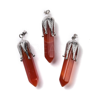 Natural Red Agate Big Pointed Pendants G-E059-03AS-02-1