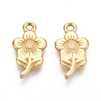 304 Stainless Steel Flower Pendants STAS-T069-31G-1