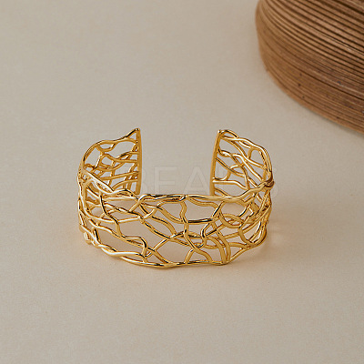 Vine 304 Stainless Steel Hollow Cuff Bangles for Women WG6CBB4-01-1