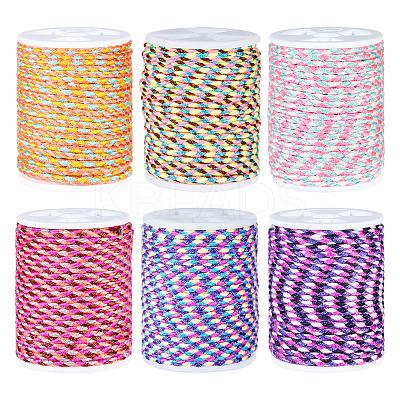 6 Rolls 6 Colors 4-Ply Polycotton Cord with Metallic Thread OCOR-TA0002-16-1