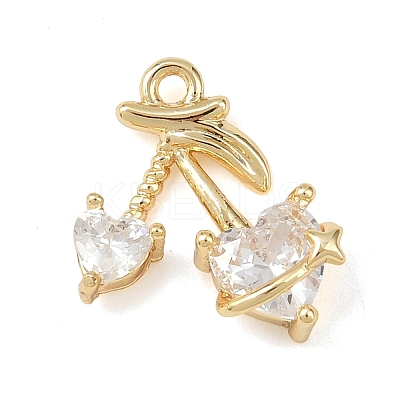 Brass Micro Pave Clear Cubic Zirconia Pendants KK-G545-20G-1