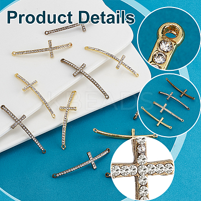 12Pcs 2 Colors Alloy Rhinestone Links/Connectors RB-PH0001-68-1