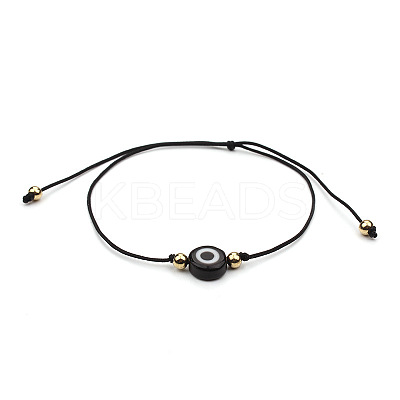 Flat Round with Evil Eye  Braided Bead Bracelets WG2D48B-03-1