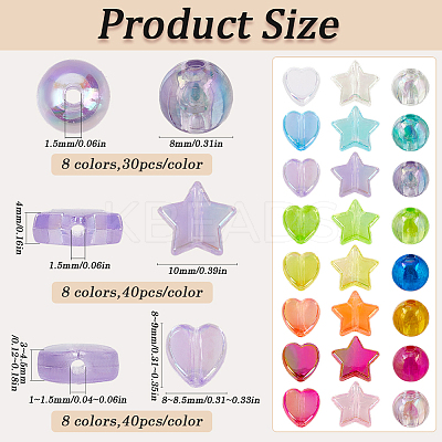 880pcs 24 Styles Eco-Friendly Transparent Acrylic Beads TACR-SP0001-23-1