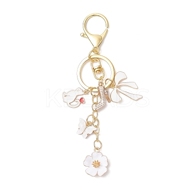 Cat Shape with Flower Alloy Enamel Keychains KEYC-JKC01407-02-1