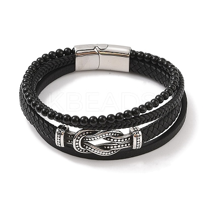 Braided Microfiber Leather Multi-strand Bracelets BJEW-B096-06A-1