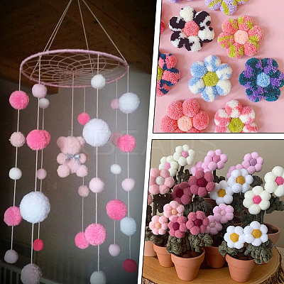 120Pcs 4 Colors Polyester Pompom Ball FIND-SC0019-66B-1