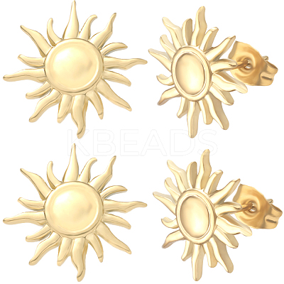 10Pcs 304 Stainless Steel Sun Stud Earring Findings EJEW-BBC0001-12-1