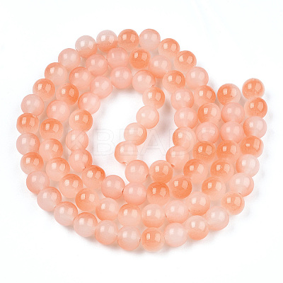 Baking Paint Imitation Jade Glass Round Bead Strands DGLA-N003-6mm-07-1
