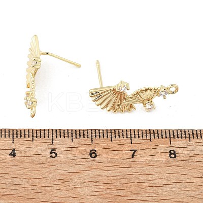 Brass Micro Pave Cubic Zirconia Stud Earring Findings KK-K371-44G-1