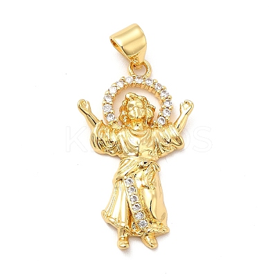 Rack Plating Brass Micro Pave Cubic Zirconia Pendants X-KK-K270-34G-1