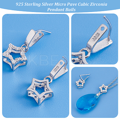 2Pcs 925 Sterling Silver Micro Pave Cubic Zirconia Pendant Bails STER-PH0001-96-1