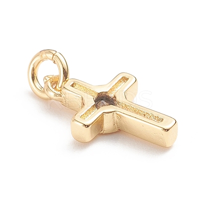 Brass Micro Pave Cubic Zirconia Tiny Cross Charms LS-ZIRC-G165-03G-1