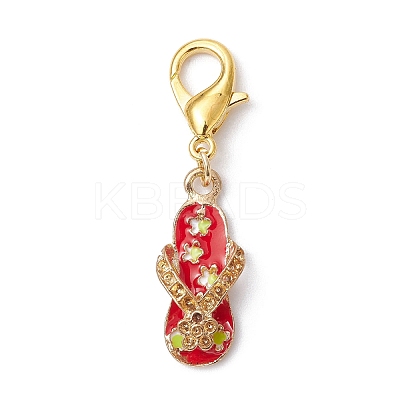 Flip Flops Alloy Enamel Pendant Decoration HJEW-JM01419-1