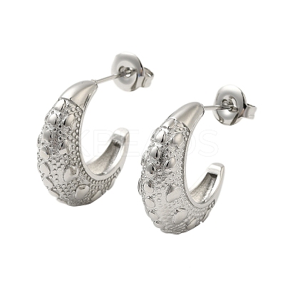 304 Stainless Steel Moon Stud Earrings for Women EJEW-U020-04P-1