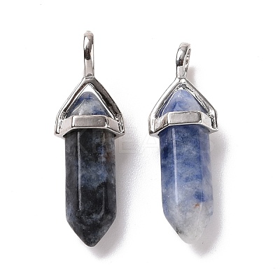 Natural Blue Spot Jasper Pointed Pendants G-K329-42P-1