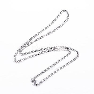 Tarnish Resistant 304 Stainless Steel Curb Chain Necklaces NJEW-P147-04P-1