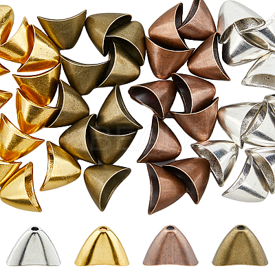 40Pcs 4 Colors Tibetan Style Alloy Triangle Apetalous Bead Cones FIND-DC0003-95-1