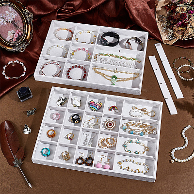 2Pcs 2 Styles MDF Jewelry Trays for Earrings Rings Necklaces ODIS-PH0001-85A-1