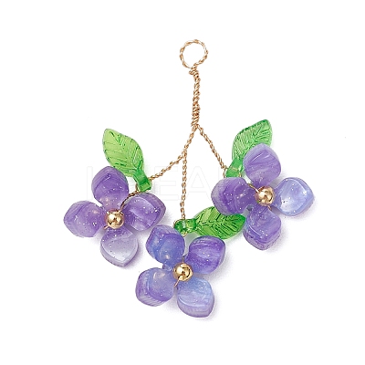 9Pcs 9 Colors Pearlized Glass Pearl Pendants PALLOY-JF03601-1