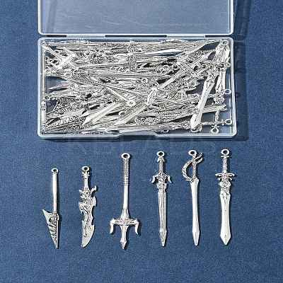 60Pcs 6 Styles Tibetan Style Alloy Big Pendants TIBEP-FS0001-26-1