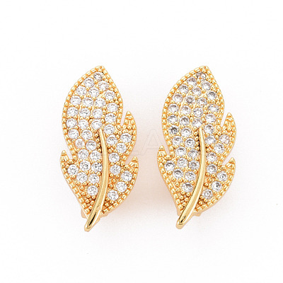 Brass Micro Pave Clear Cubic Zirconia Twister Clasps KK-S354-321-NF-1