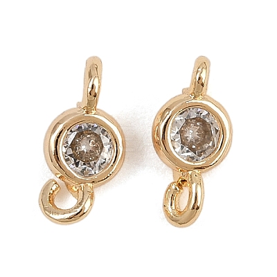 Brass Pave Clear Cubic Zirconia Connector Charms KK-H078-09C-G-1