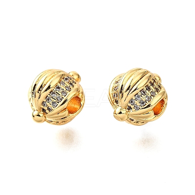 Brass Micro Pave Cubic Zirconia Beads KK-D356-10G-1