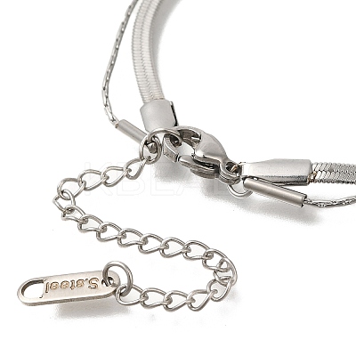 201 Stainless Steel Double Layer Snake Chain Necklaces STAS-B076-05P-1
