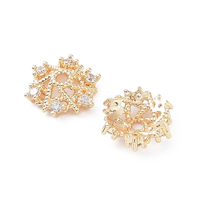 Rack Plating Brass Cubic Zirconia Bead Cap KK-A183-76G-1