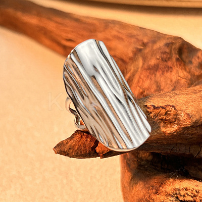 Oval 304 Stainless Steel Chunky Cuff Rings LS-RJEW-S626-05P-1