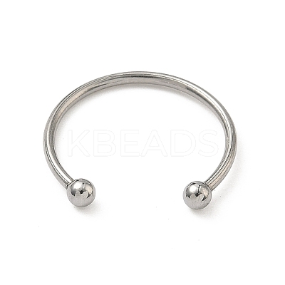 304 Stainless Steel Open Cuff Ring with Ball Ends STAS-K320-02P-1