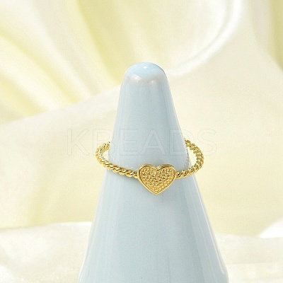Heart 304 Stainless Steel Open Cuff Rings for Women LS-RJEW-G338-14G-1
